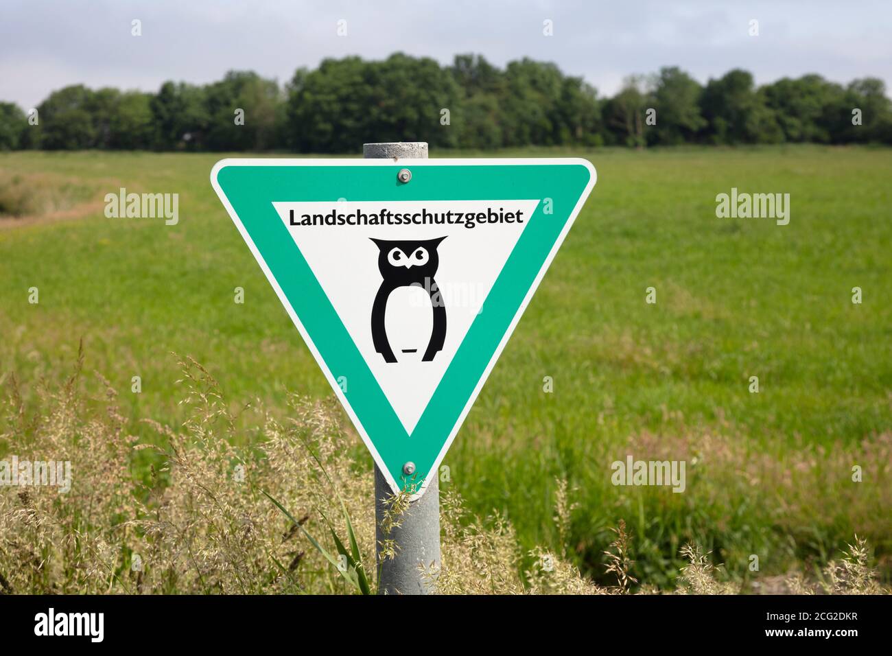 Schild Landschaftsschutzgebiet, Greetsiel, Ostfriesland, niedersachsen, Deutschland, Europa Stockfoto