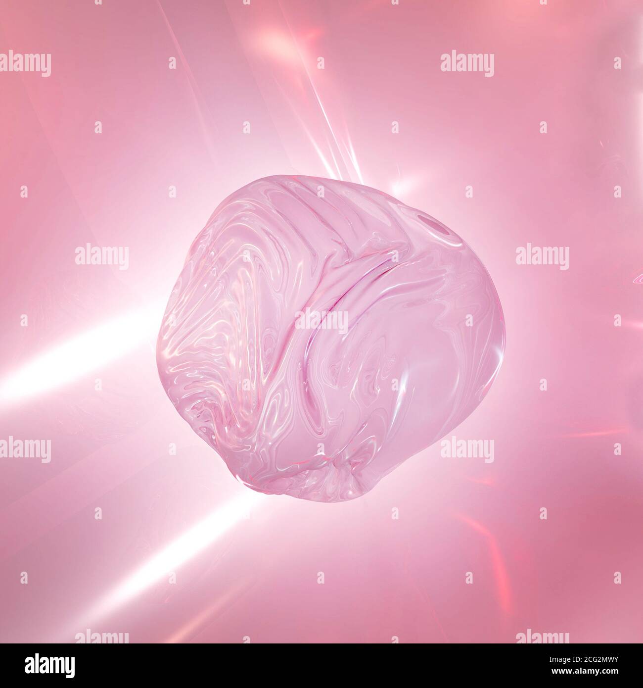 Dreidimensionale Abstraktion, digitaler Hintergrund. Verformung des Glases, Falten. Modernes Design, 3D-generiertes Bild. Stockfoto