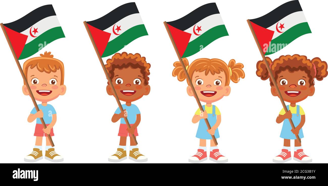 Sahrawi Arab Democratic Republic Flagge in Hand gesetzt Stock Vektor
