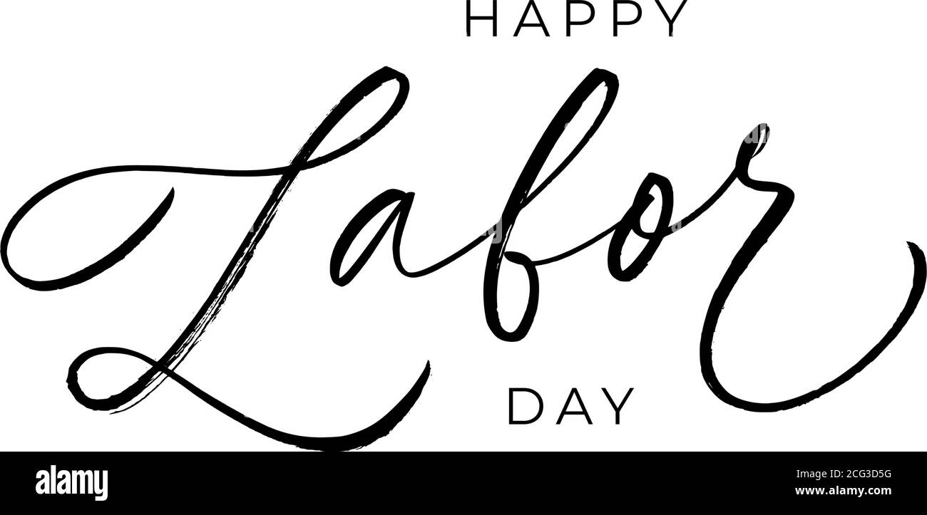 Happy Labor Tag Tinte Pinsel Stift Kalligraphie. Stock Vektor