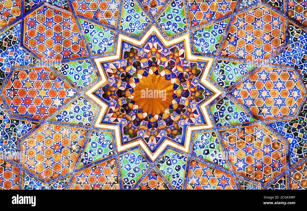 Muster Strudel Tracing Mosaik Dekoration. Traditionelle arabische islamische  Moschee Motiv Hintergrund. Moschee-Deko-Element Stockfotografie - Alamy