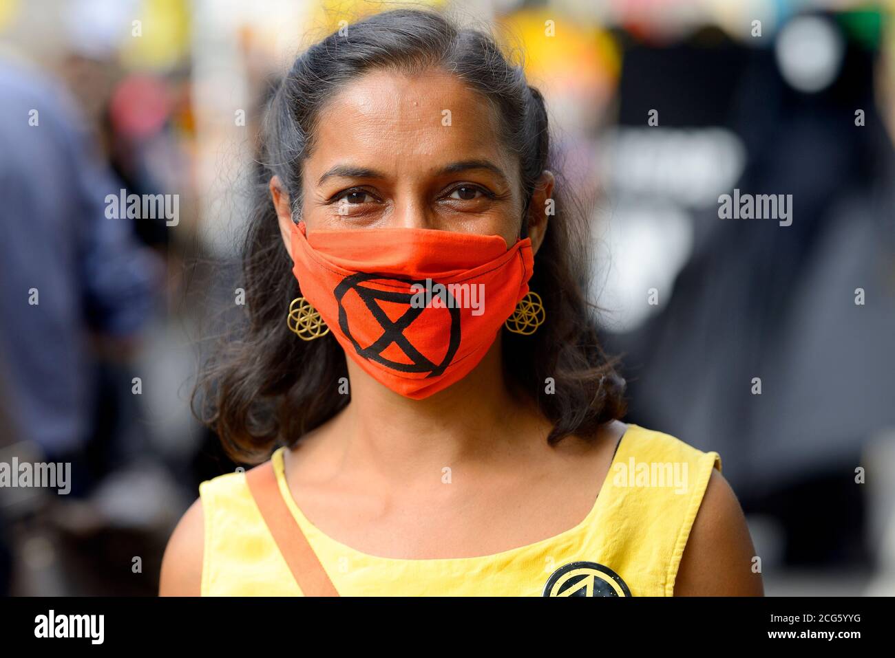 London, Großbritannien. Extinction Rebellion Protest in Whitehall, 8. September 2020. Stockfoto