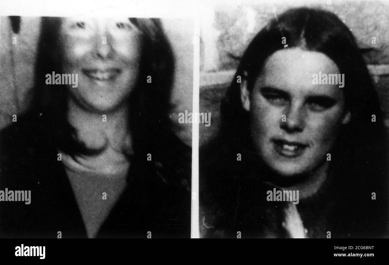 File Composite picture (Best Quality available) dated 17/9/73 of Murdered Teenagers Pauline Floyd, Left, and Geraldine Hughes, whose bodies were discovered in woods near Llandarcy, South Wales, on September 16, 1973. *... Die Polizei hat das DNA-Profil eines Mannes aus Tatortproben extrahiert, die vor 27 Jahren von Detektiven entnommen wurden. Detective Chief Superintendent Wynne Phillips, Leiter der South Wales CID, sagte, dass das Profil war ein großer Durchbruch in dem Fall. Stockfoto