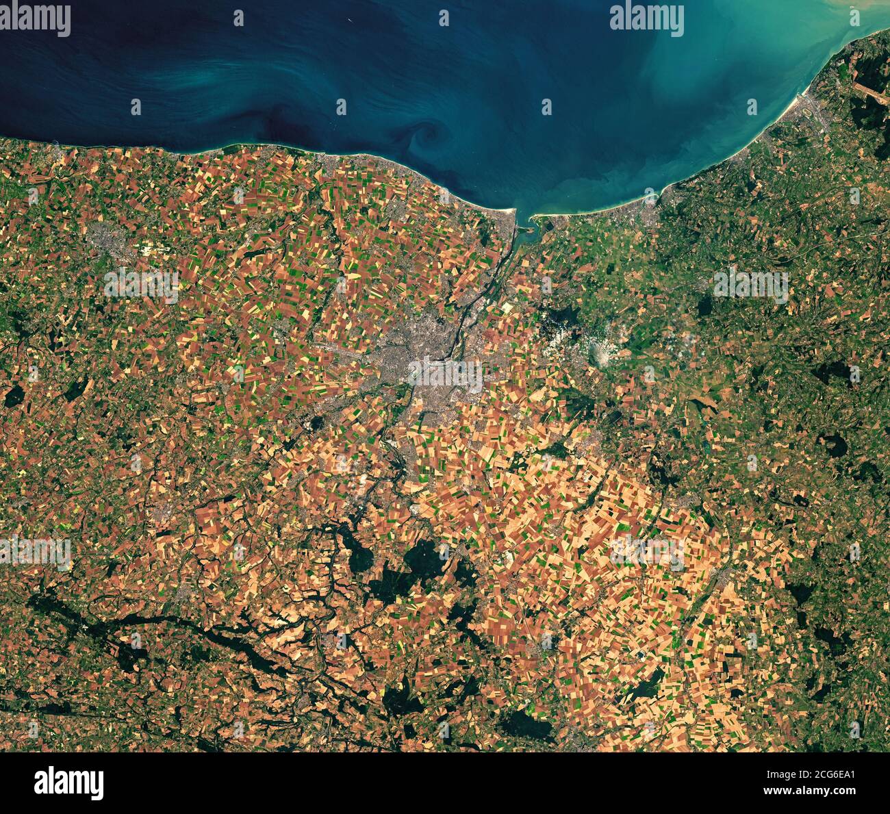 Luftaufnahme der Stadt Caen, Normany, Frankreich Stockfoto
