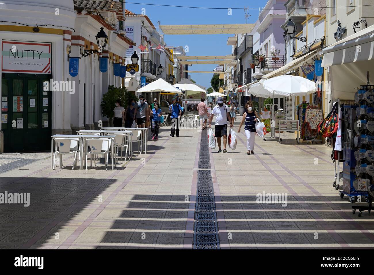 Shopping Street, Vila Real de Santo Antonio, Algarve, Portugal Stockfoto