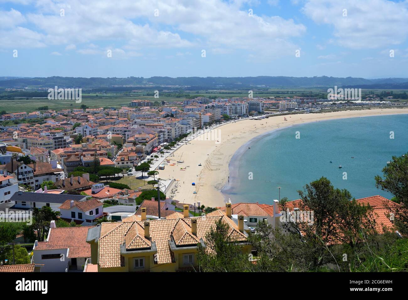 Blick auf den Strand von Sao Martinho do Porto, Bezirk Leiria, Portugal Stockfoto