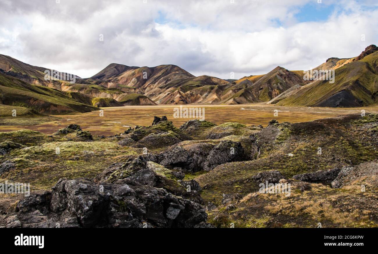Landmannalaugar, eines der berühmtesten Reiseziele in den isländischen Ighlands Stockfoto