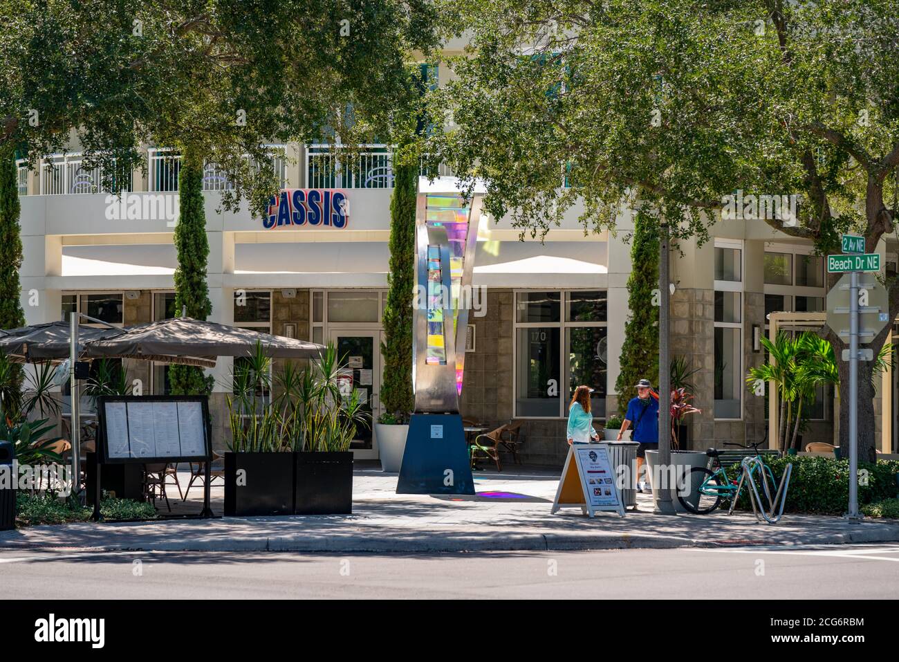Foto von Restaurants mit Menüs im St. Petersburg FL USA Stockfoto