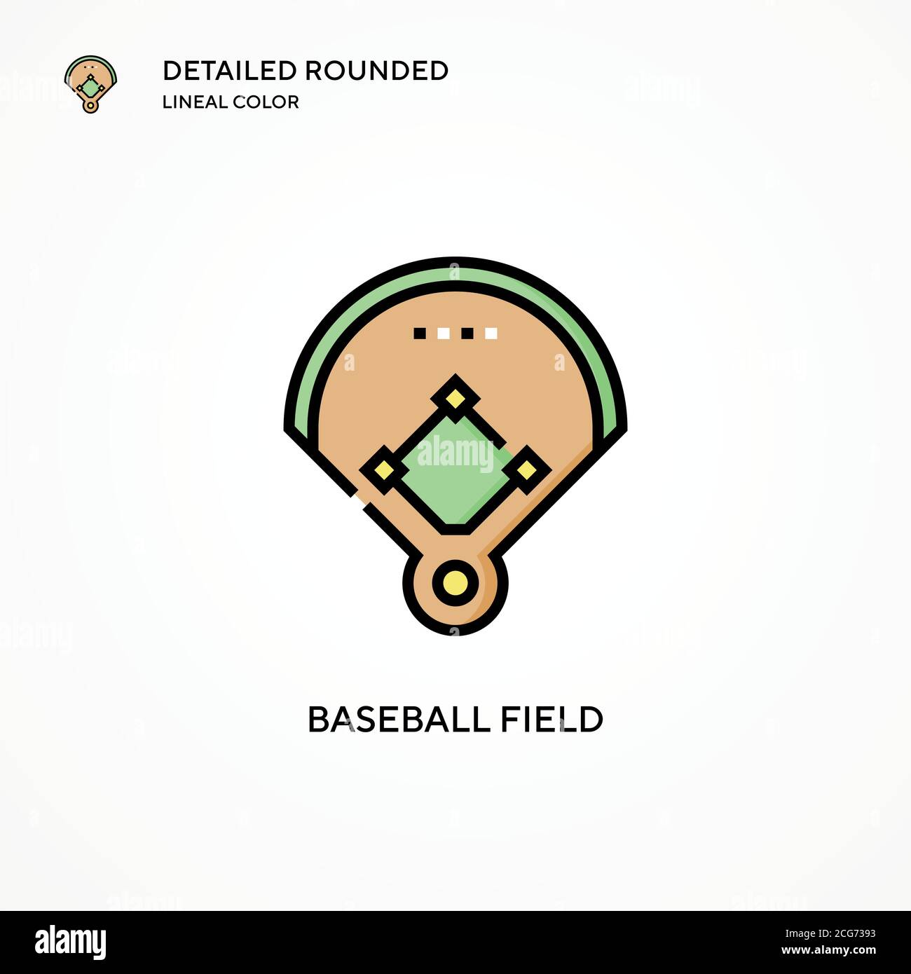 Vektorsymbol Baseball-Feld. Moderne Vektorgrafik Konzepte. Einfach zu bearbeiten und anzupassen. Stock Vektor