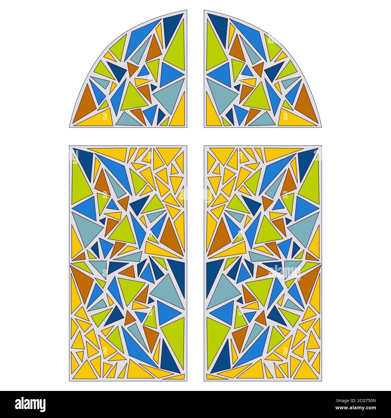 Buntglasfenster. Mosaikmuster. Vektorgrafik Stockfoto
