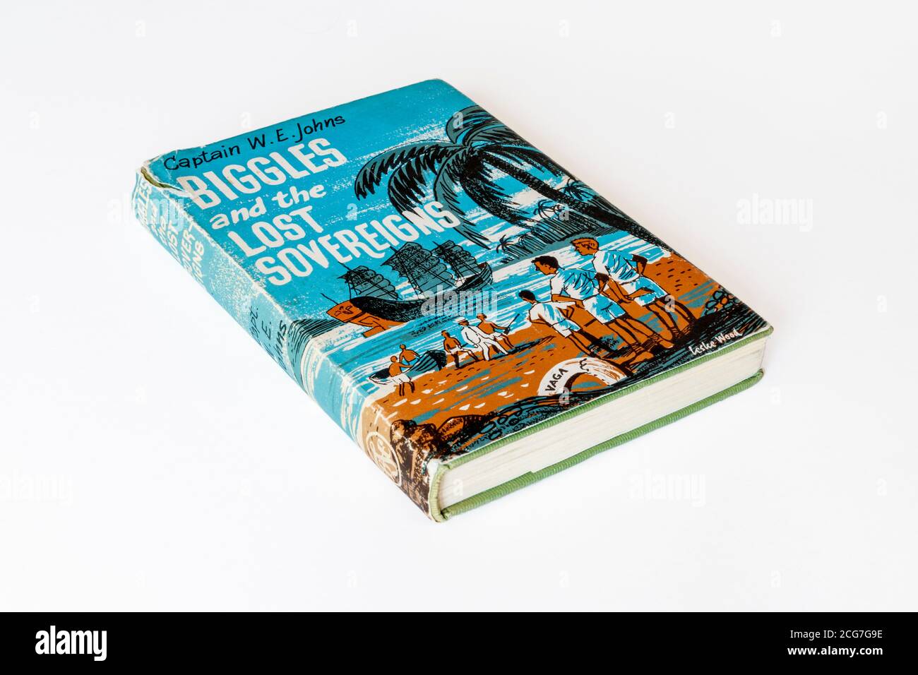 'Biggles and the Lost Sovereigns', von Captain W. E. Johns, Ausgabe des Children’s Book Club 1964, erschienen im Magazin Look and Learn Stockfoto