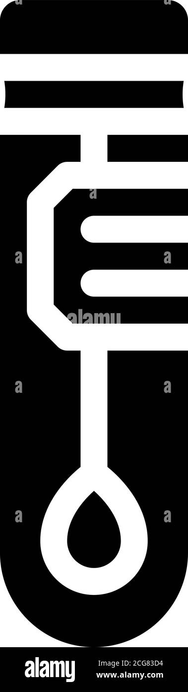 Kleben Sie in den Kolben für die Analyse Glyphen Symbol Vektor Illustration Stock Vektor