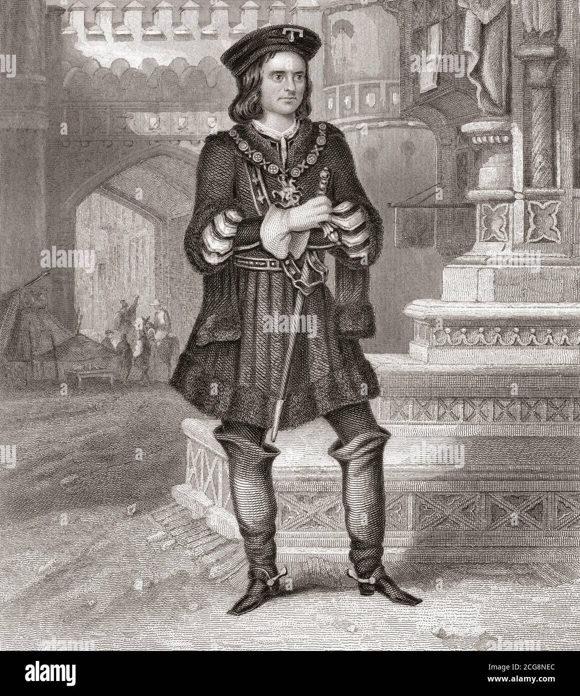 Charles Kean in der Rolle des Gloucester aus Shakespeares Stück Richard III. Charles John Kean, 1811 - 1868. Englischer Schauspieler. Stockfoto