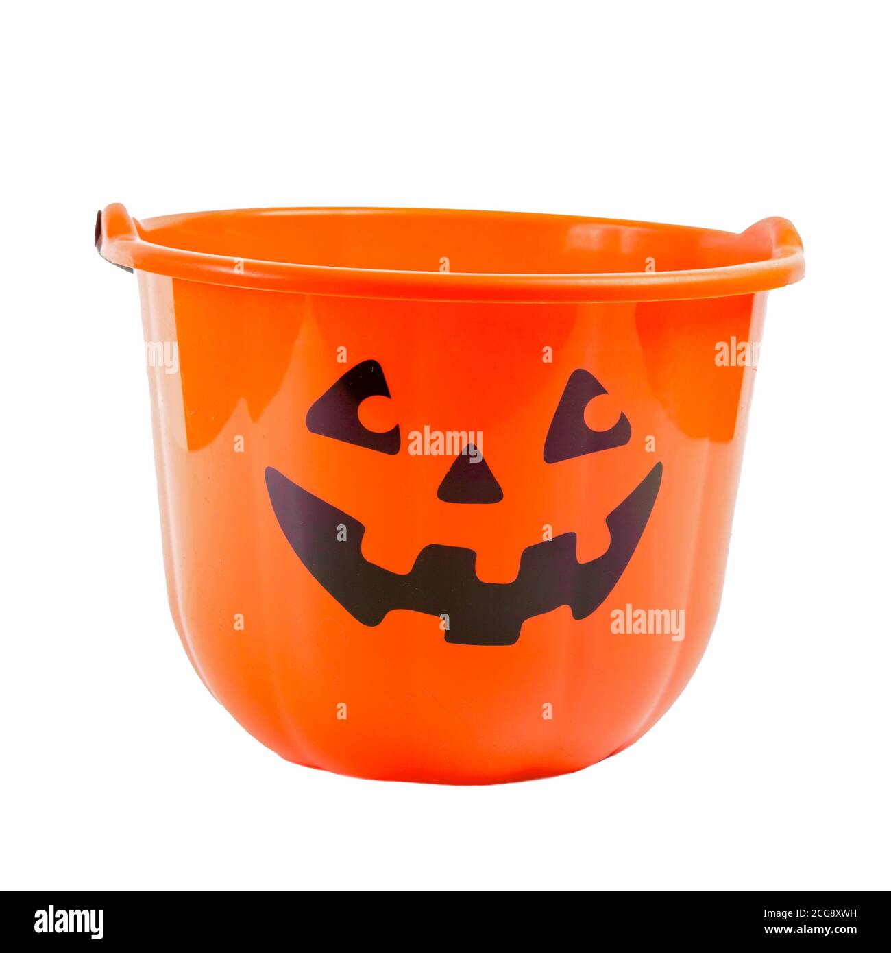 Jack o Laterne Kunststoff Halloween Eimer. Stockfoto