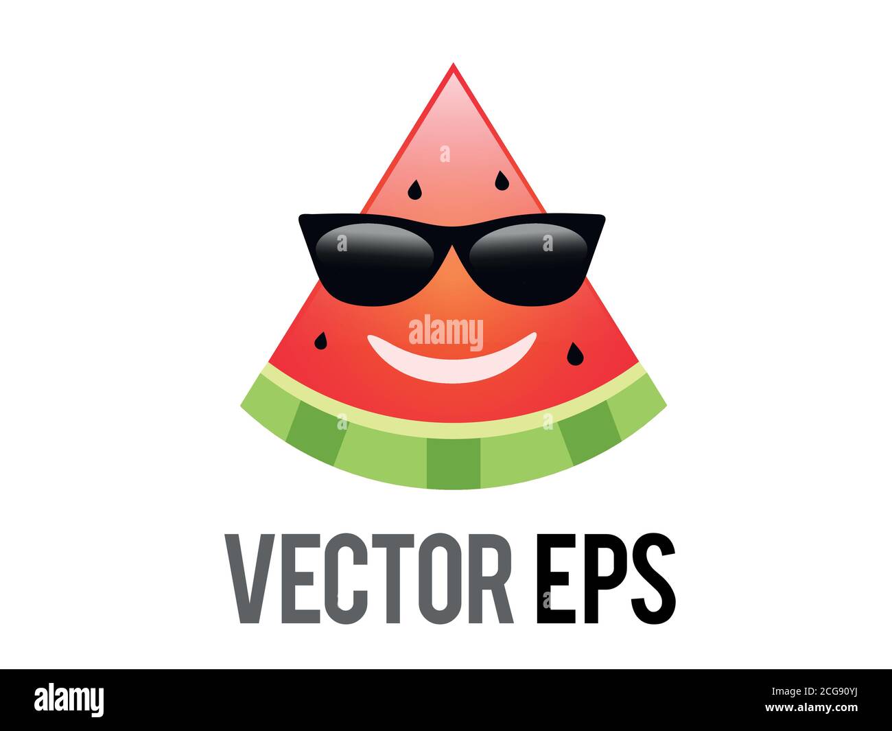 Der isolierte Vektor Frucht Wassermelone rot Smiley Gesicht Symbol mit Schwarze Sonnenbrille Stock Vektor