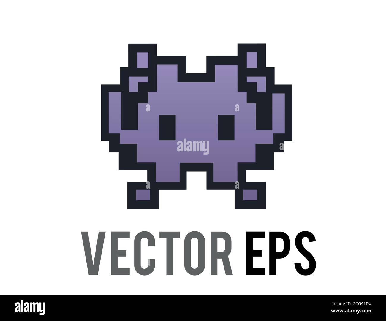 Der isolierte Vektor-Klassiker Spiel Gradient lila Alien Monster 8-bit Grafiksymbol Stock Vektor