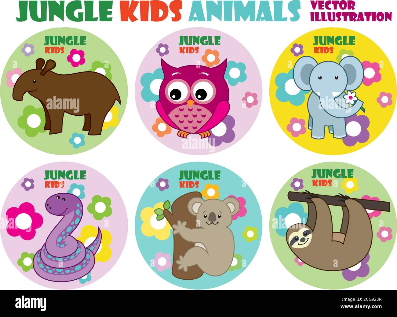vektor-Set von niedlichen Dschungel Kinder Tiere Stock Vektor