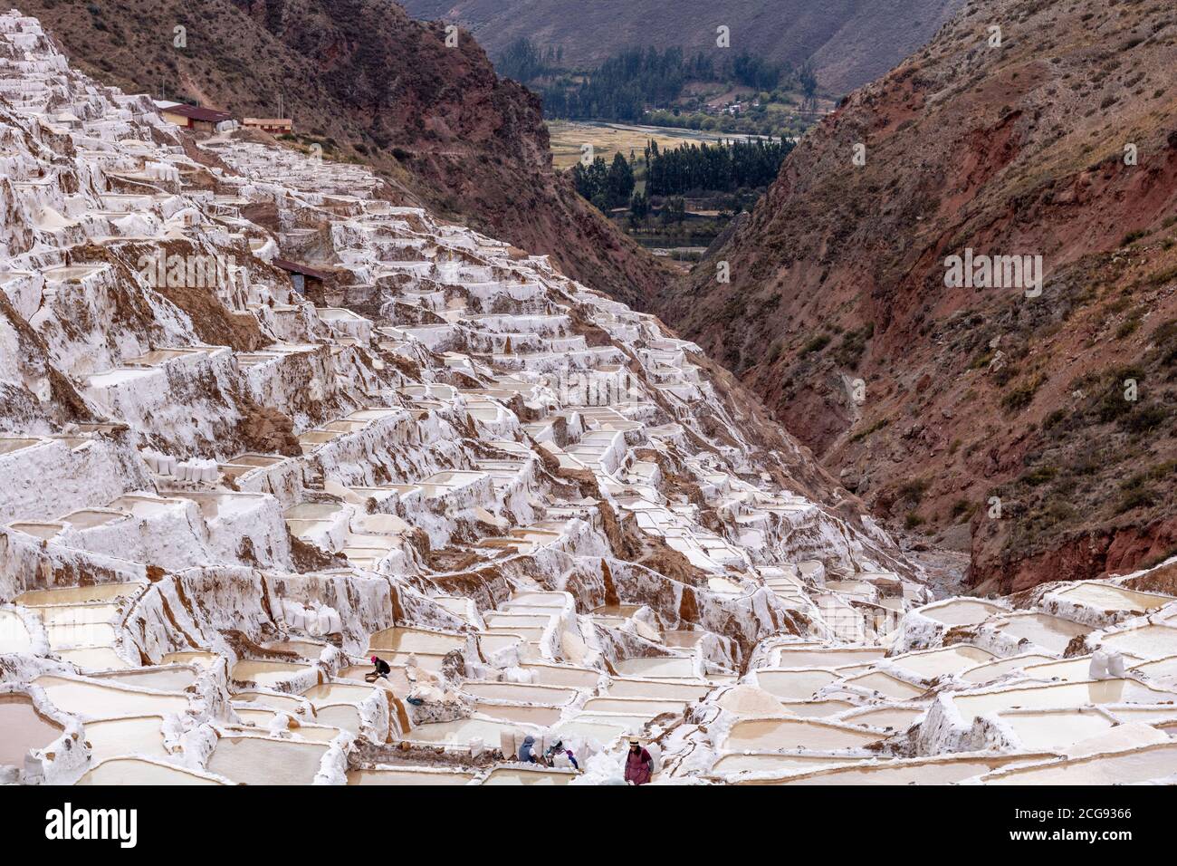 Alte Salzteiche von Maras in Zentral Peru Südamerika Stockfoto