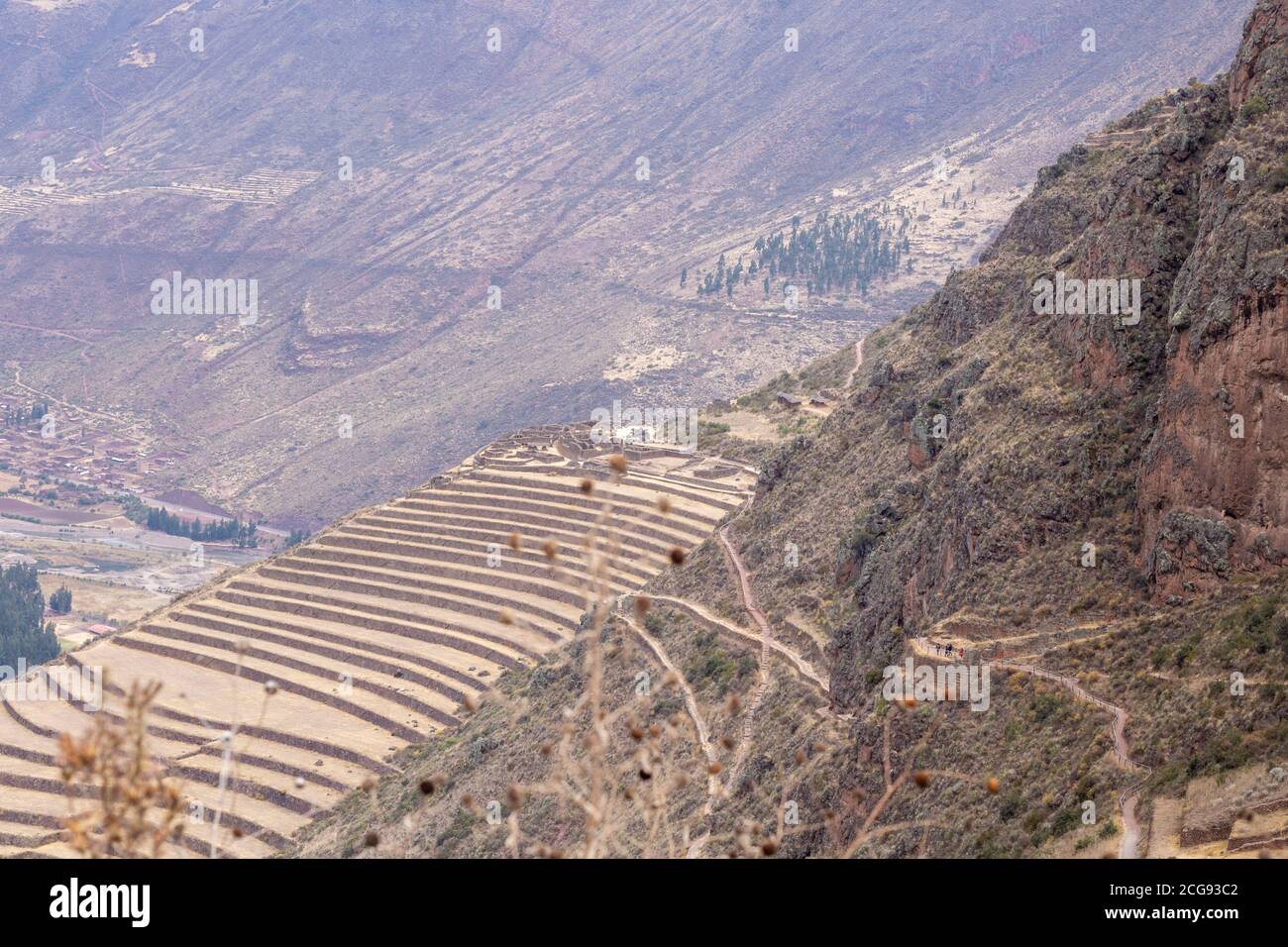 Szenen aus den Ruinen und der Inka-Stadt Ollantaytambo In Zentral-Peru in Südamerika Stockfoto