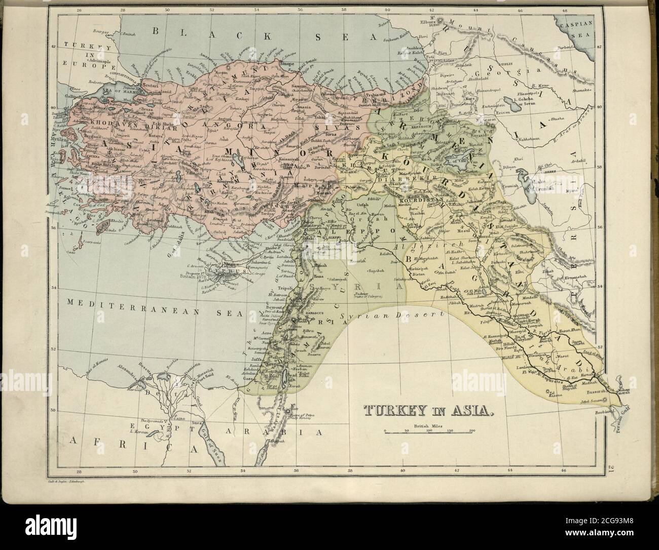 Sandycove Atlas Plate 21 Türkei in Asien Stockfoto