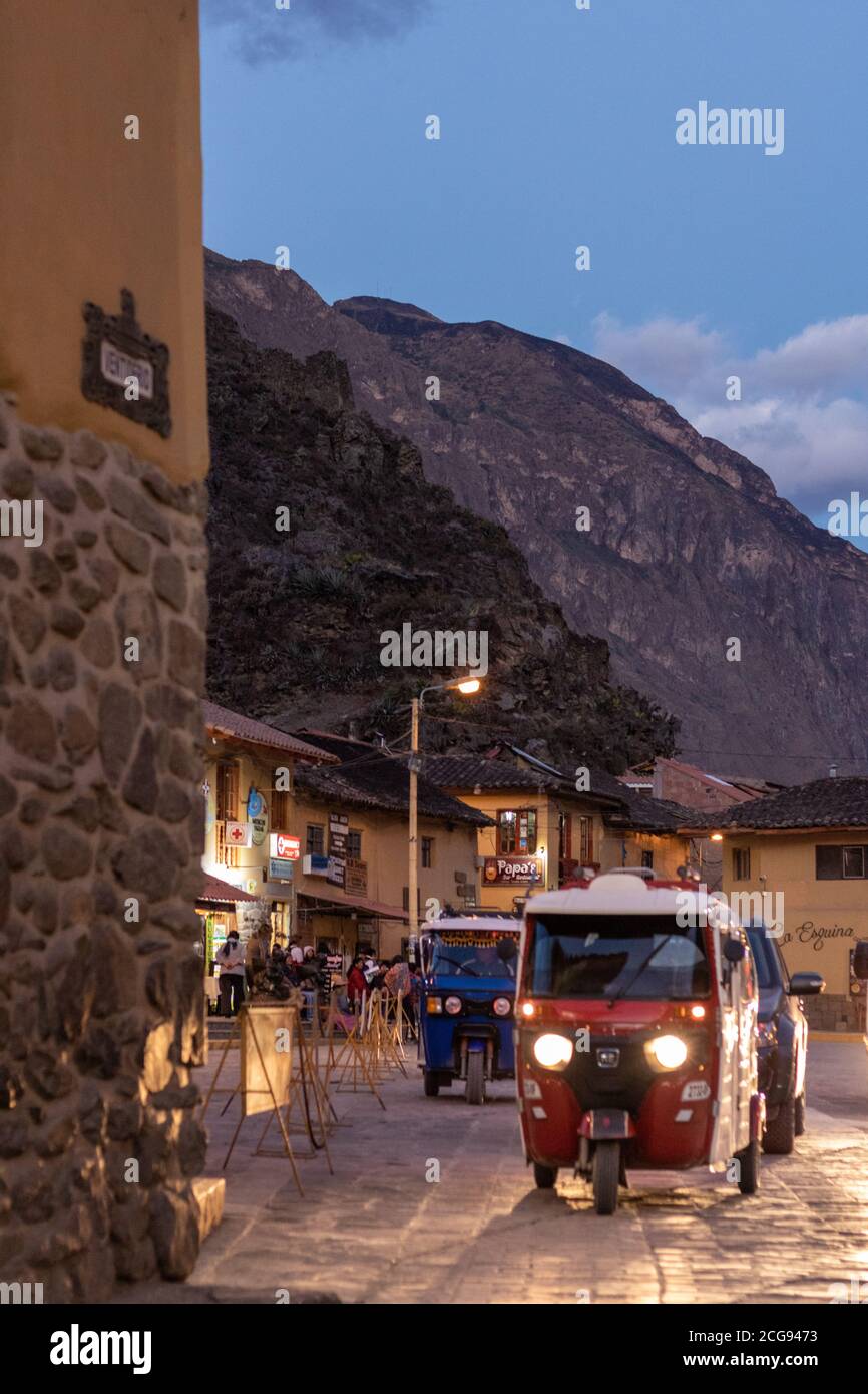 Szenen aus den Ruinen und der Inka-Stadt Ollantaytambo In Zentral-Peru in Südamerika Stockfoto