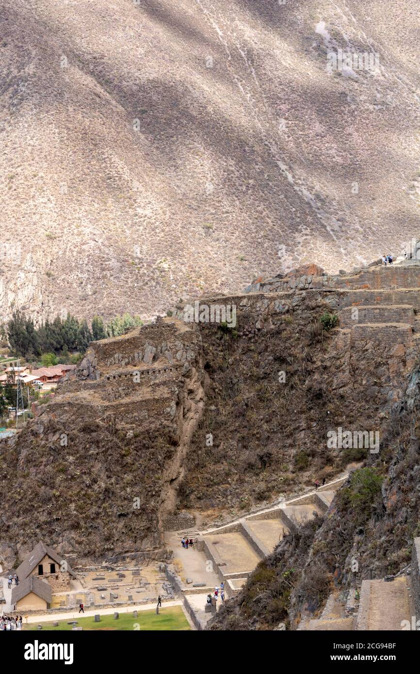 Szenen aus den Ruinen und der Inka-Stadt Ollantaytambo In Zentral-Peru in Südamerika Stockfoto