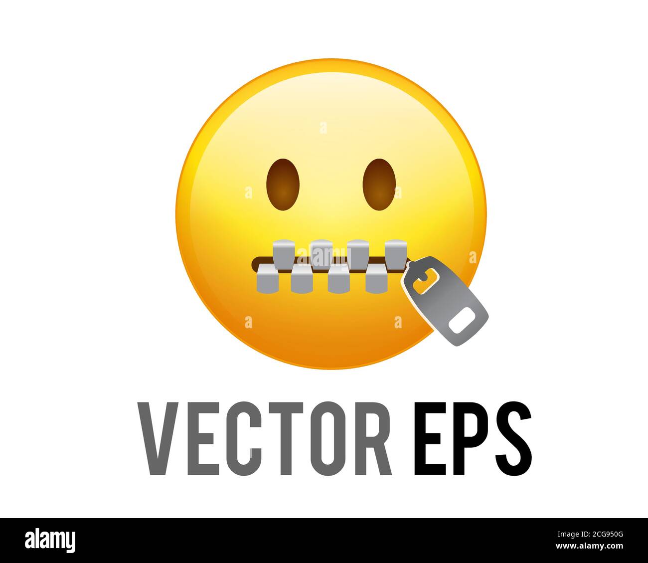 Der Vektor isoliert Gradient gelb Reißverschluss Mund Gesicht Symbol Stock Vektor