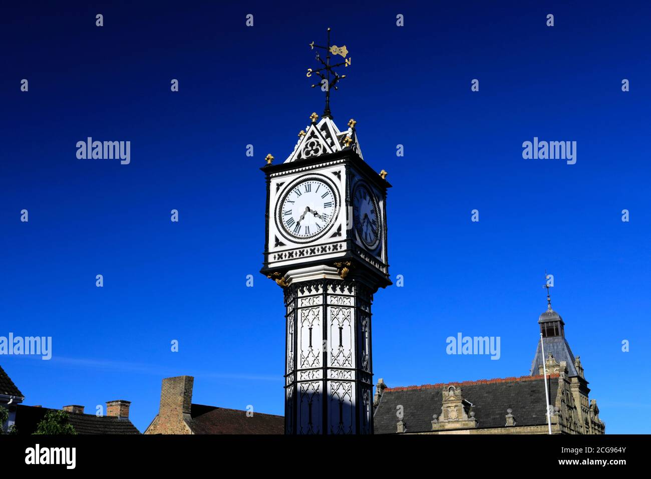 Der Uhrturm und Quadrat, Downham Market Town, Norfolk County, England; UK Stockfoto