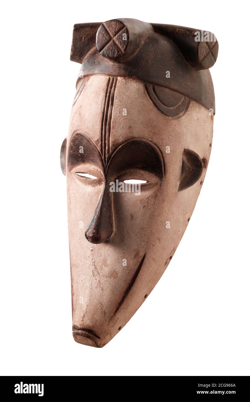 Afrikanische Tribal zeremonielle Affe Maske, traditionelle hölzerne Stammesmaske, ausgeschnitten Stockfoto