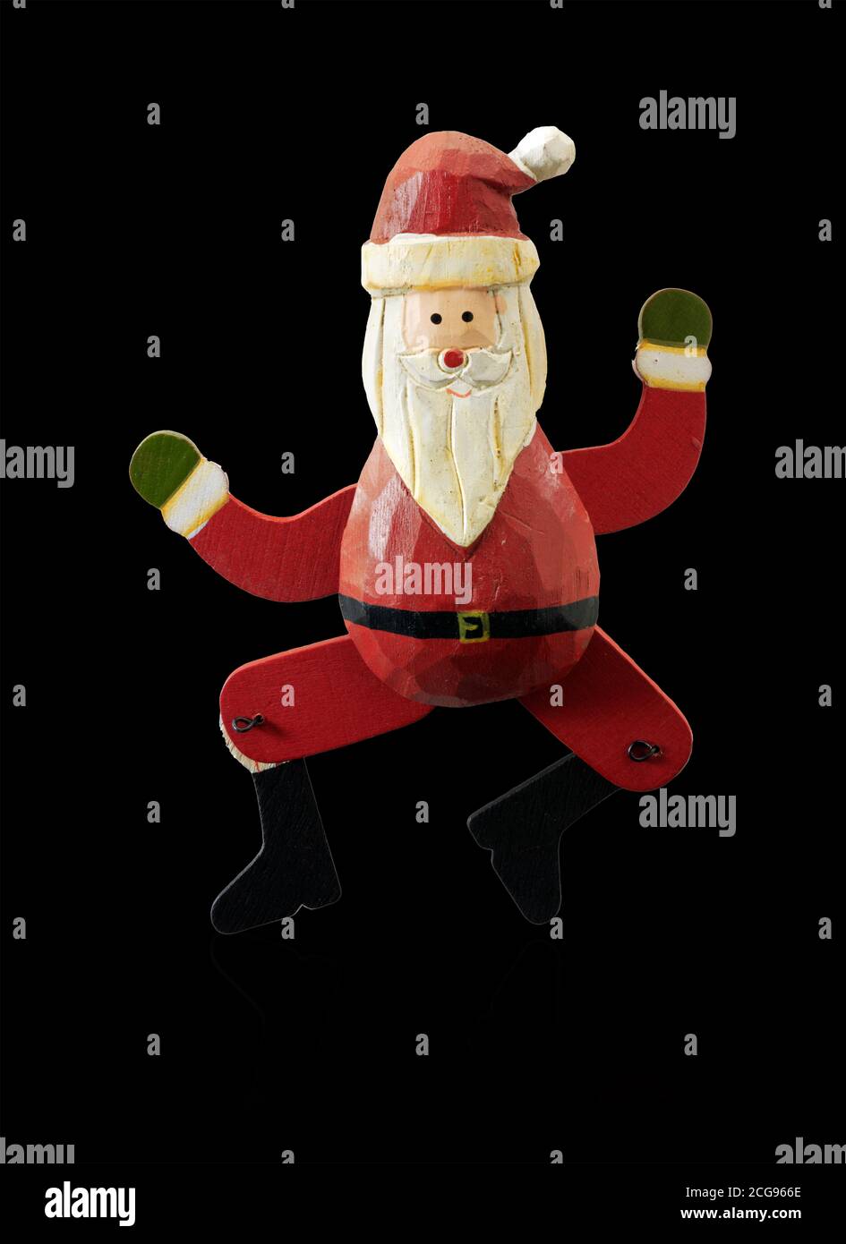 Holzweihnachtsdekoration von Weihnachtsmann (Weihnachtsmann), ausgeschnitten Stockfoto