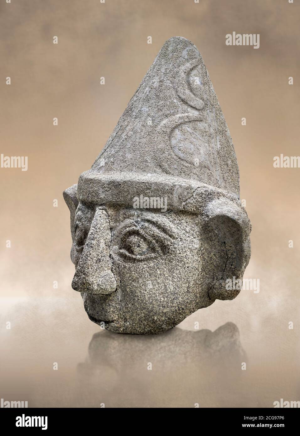 Hittite Statue Kopf eines gottes, Hethiter Hauptstadt Hattusa, Hethiter Mittelreich 1650-1450 v. Chr., Bogazkale Archäologisches Museum, Türkei. Stockfoto