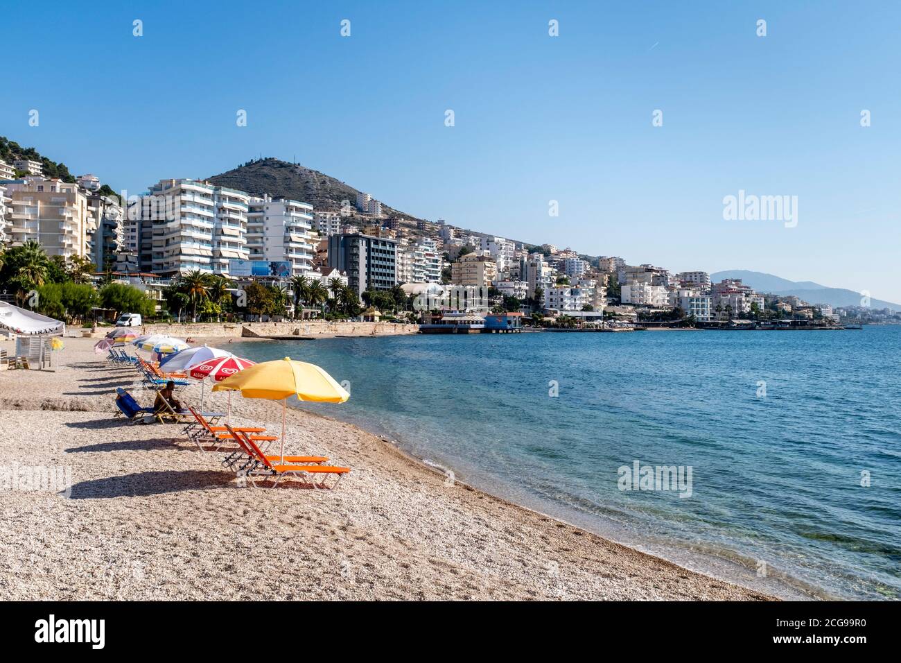 Saranda Beach, Saranda, Albanien Stockfoto