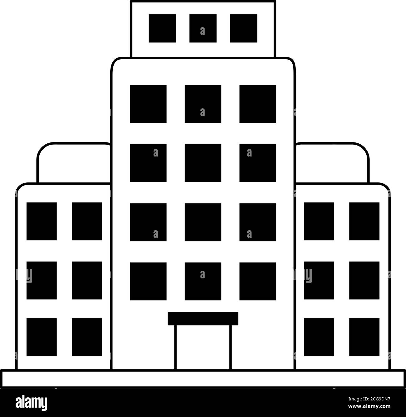 Sommerurlaub Reise, Hotelbau Tourismus, Linie Symbol Stil Vektor Illustration Stock Vektor