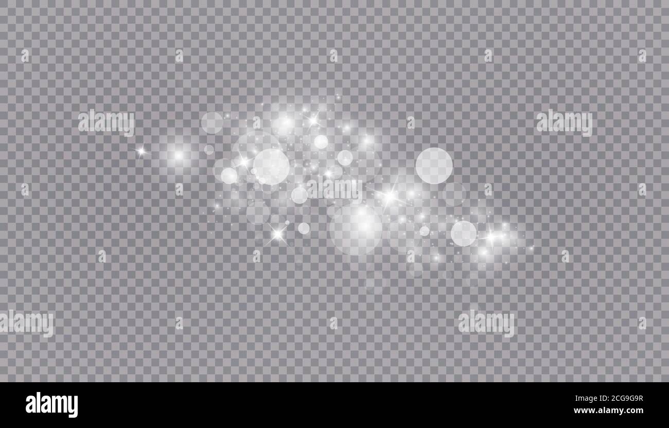 Leuchtende Lichteffekt mit vielen glitter Partikeln auf transparentem Hintergrund isoliert. Vektor starry Cloud mit Staub. Magic Weihnachten Dekoration Stock Vektor