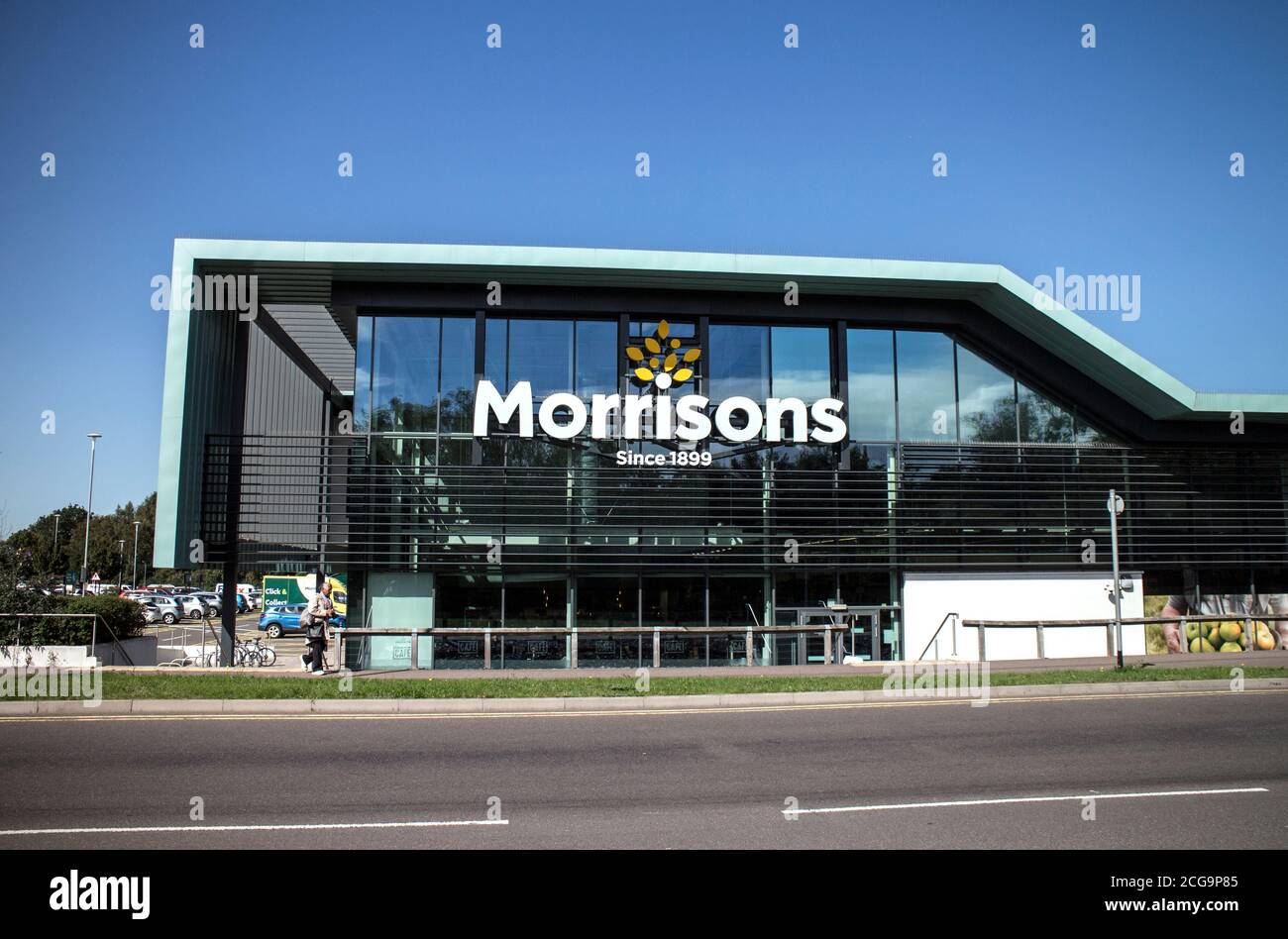 Morrisons Supermarkt, Leamington Spa, Warwickshire, England, Großbritannien Stockfoto