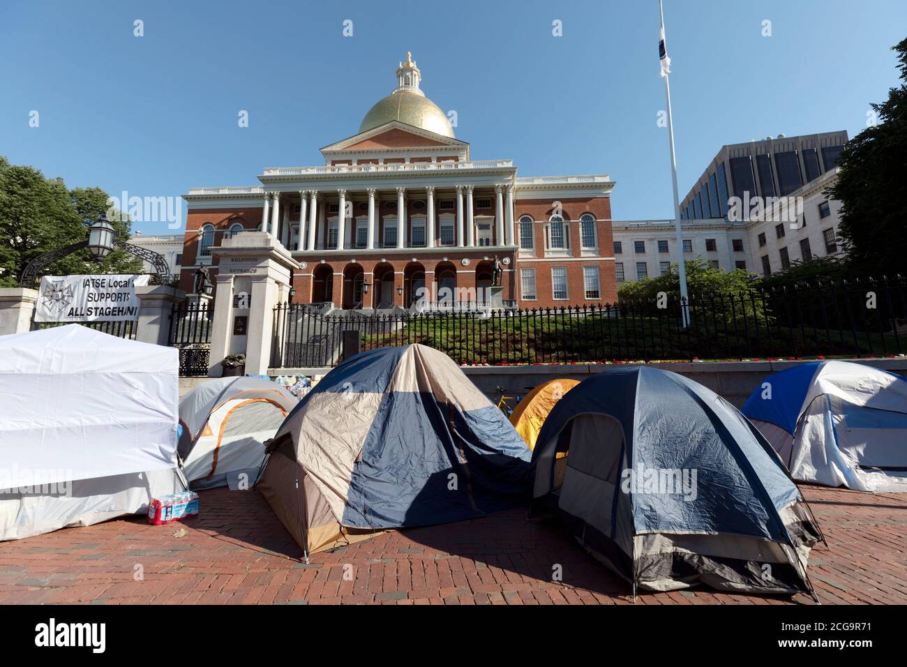 Protest vor dem Statehouse Boston, Massachusetts, USA Stockfoto