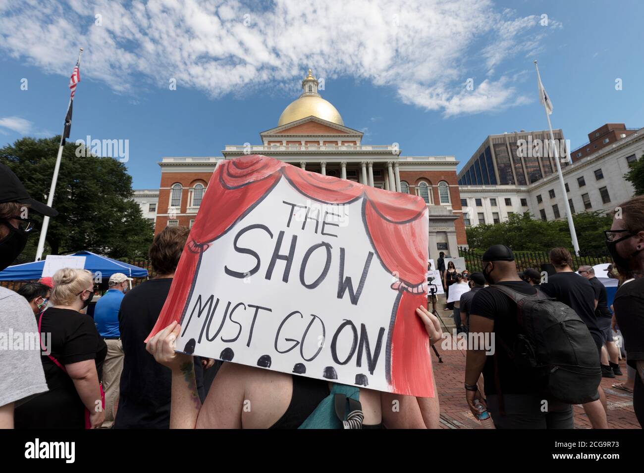 Protest vor dem Staatenhaus Boston, Massachusetts, USA Stockfoto