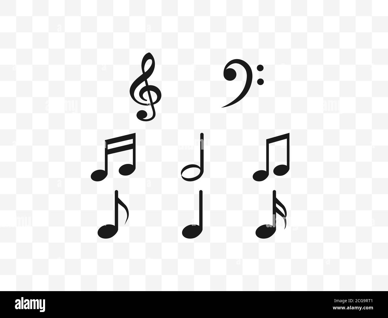 Audio, Musiknotiz, Notizsymbol. Vektor-Illustration, flaches Design. Stock Vektor