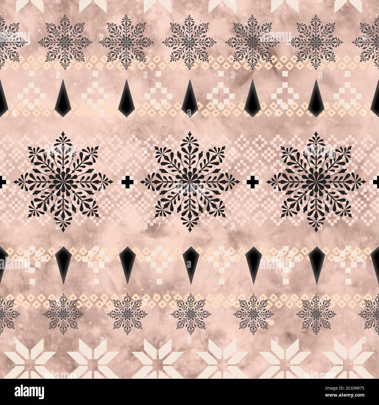 Nordisches Schneeflocken-Fairisle-Muster Stockfoto