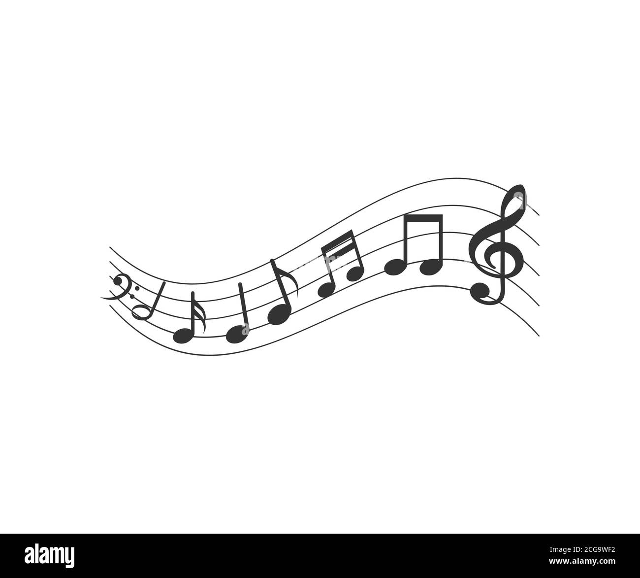 Audio, Musiknotiz, Notizsymbol. Vektor-Illustration, flaches Design. Stock Vektor