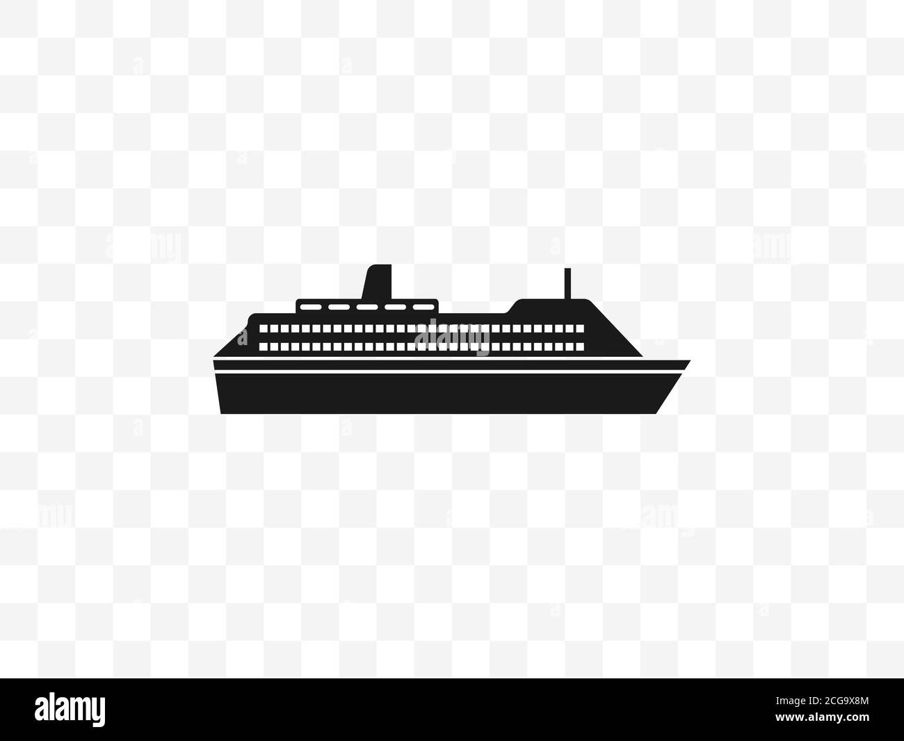 Symbol für Meer, Schiff, Kreuzfahrtschiff. Vektor-Illustration, flaches Design. Stock Vektor