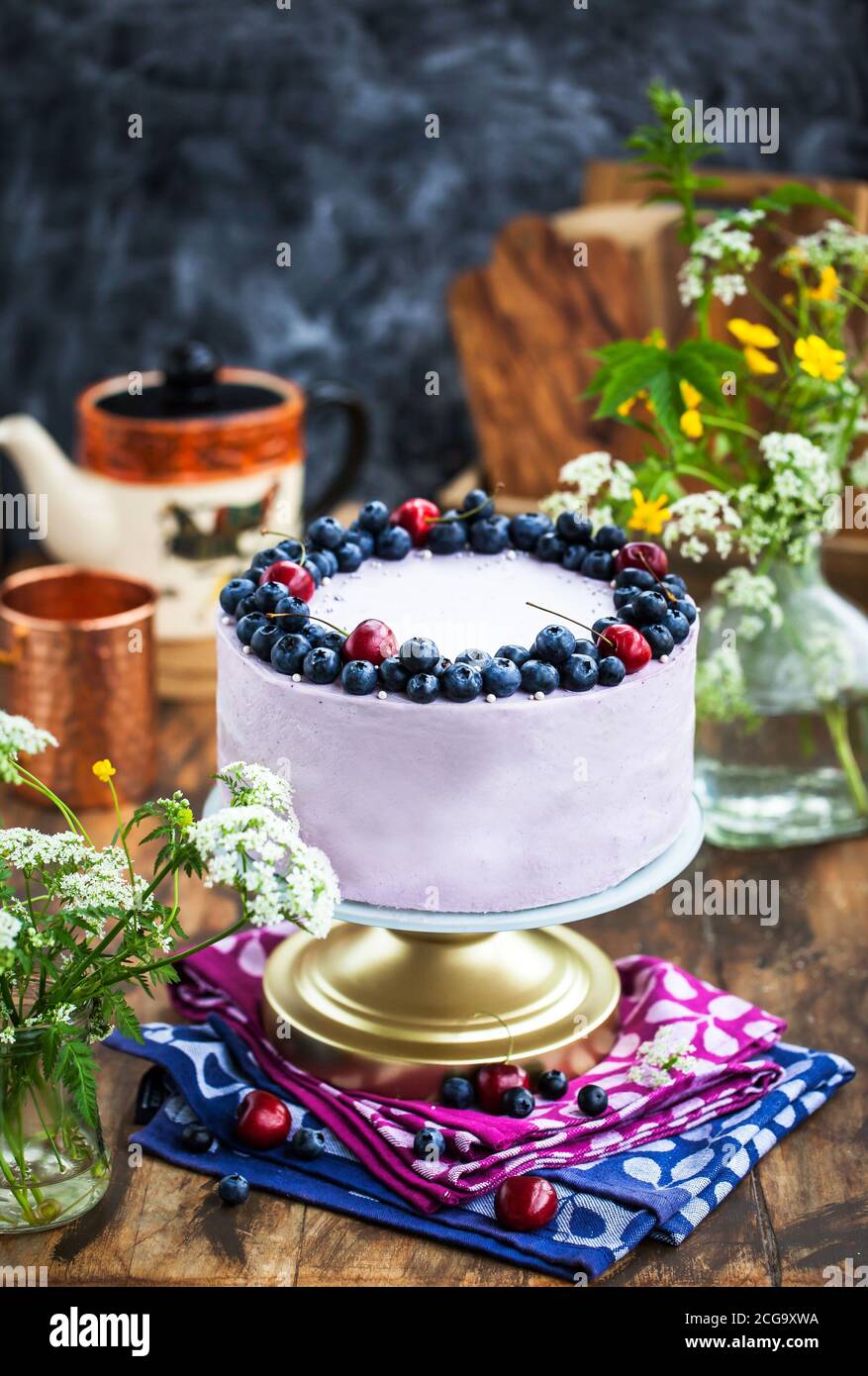 Hausgemachter köstlicher Blaubeerkuchen Stockfoto