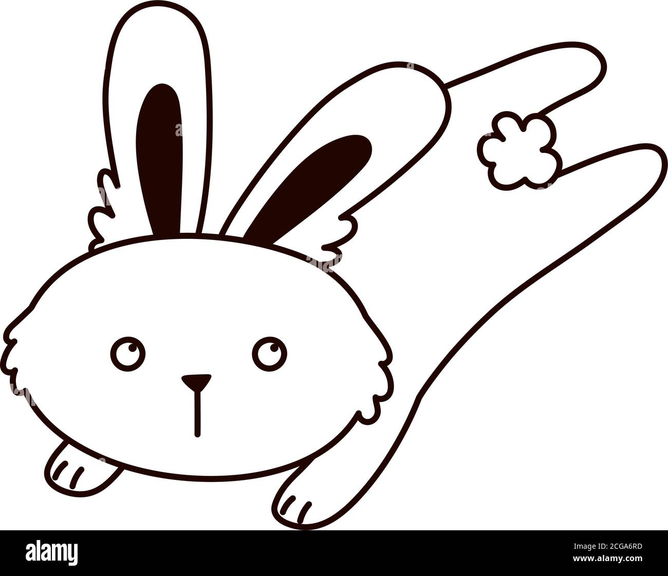 Springen Kaninchen Tier Cartoon isoliert Symbol Linie Stil Vektor ...
