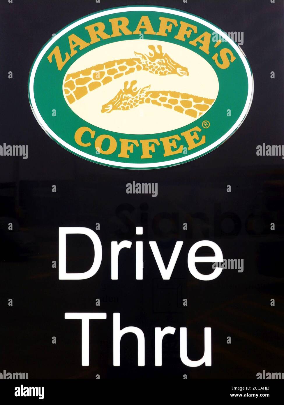 A Zarraffa's Coffee Drive Thru Schild, Queensland, Australien Stockfoto