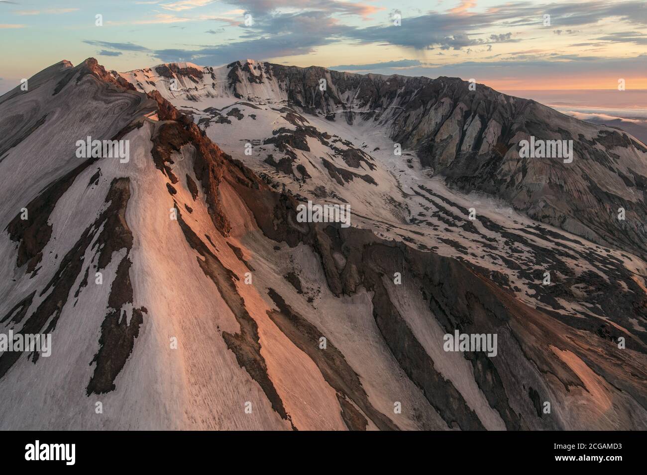 Aerial Mount St. Helens Krater Nahaufnahme Stockfoto