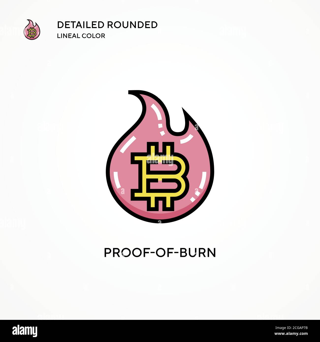 Symbol „Proof-of-Burn“. Moderne Vektorgrafik Konzepte. Einfach zu bearbeiten und anzupassen. Stock Vektor