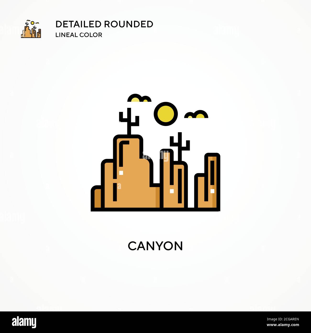 Canyon-Vektor-Symbol. Moderne Vektorgrafik Konzepte. Einfach zu bearbeiten und anzupassen. Stock Vektor