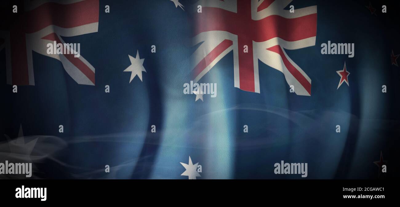 Flaggen Bilder des Konzepts der internationalen Beziehungen zwischen Australien und Neuseeland. Stockfoto