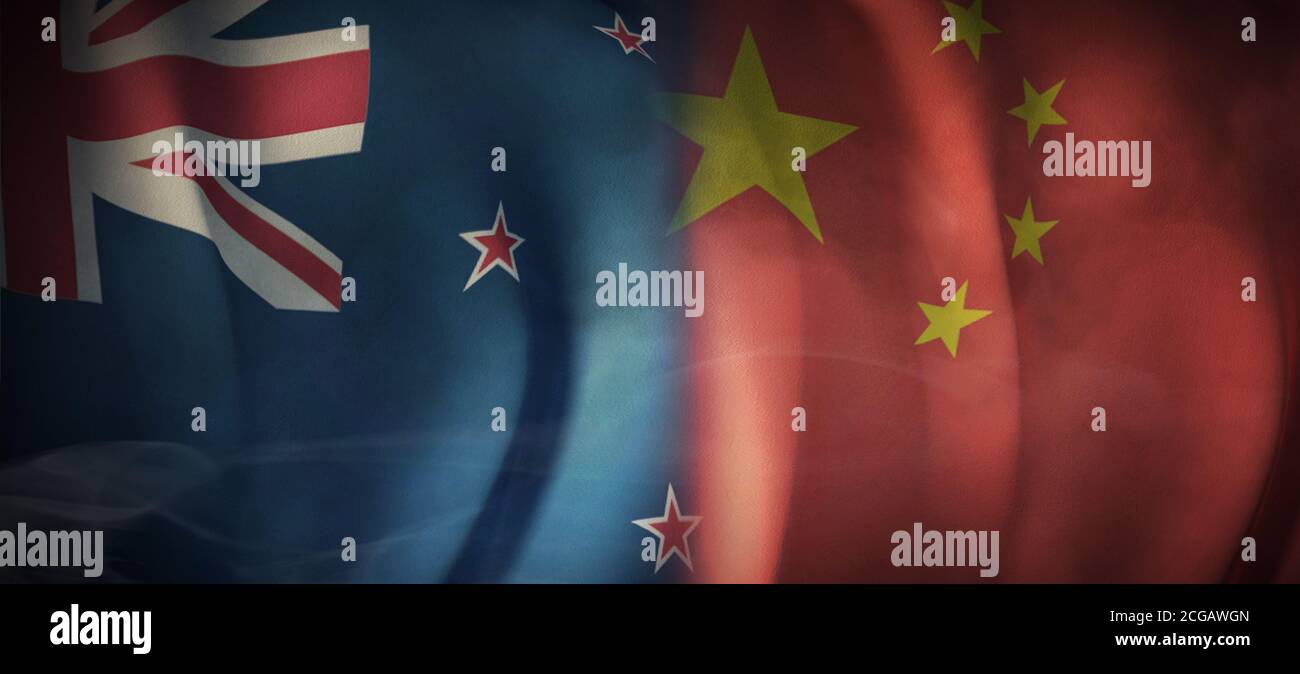 Flaggen Bilder des Konzepts der internationalen Beziehungen zwischen Australien und China. Stockfoto