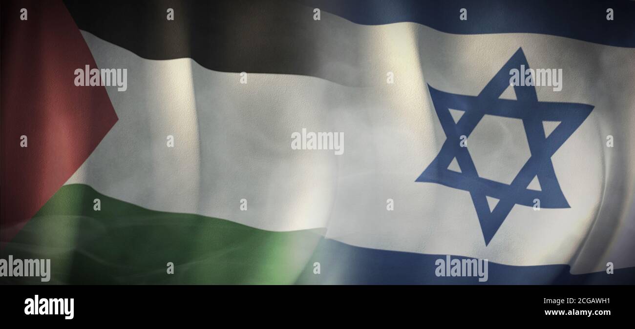 Flaggen Bilder des Konzepts der internationalen Beziehungen zwischen Palästina Und Israel Stockfoto
